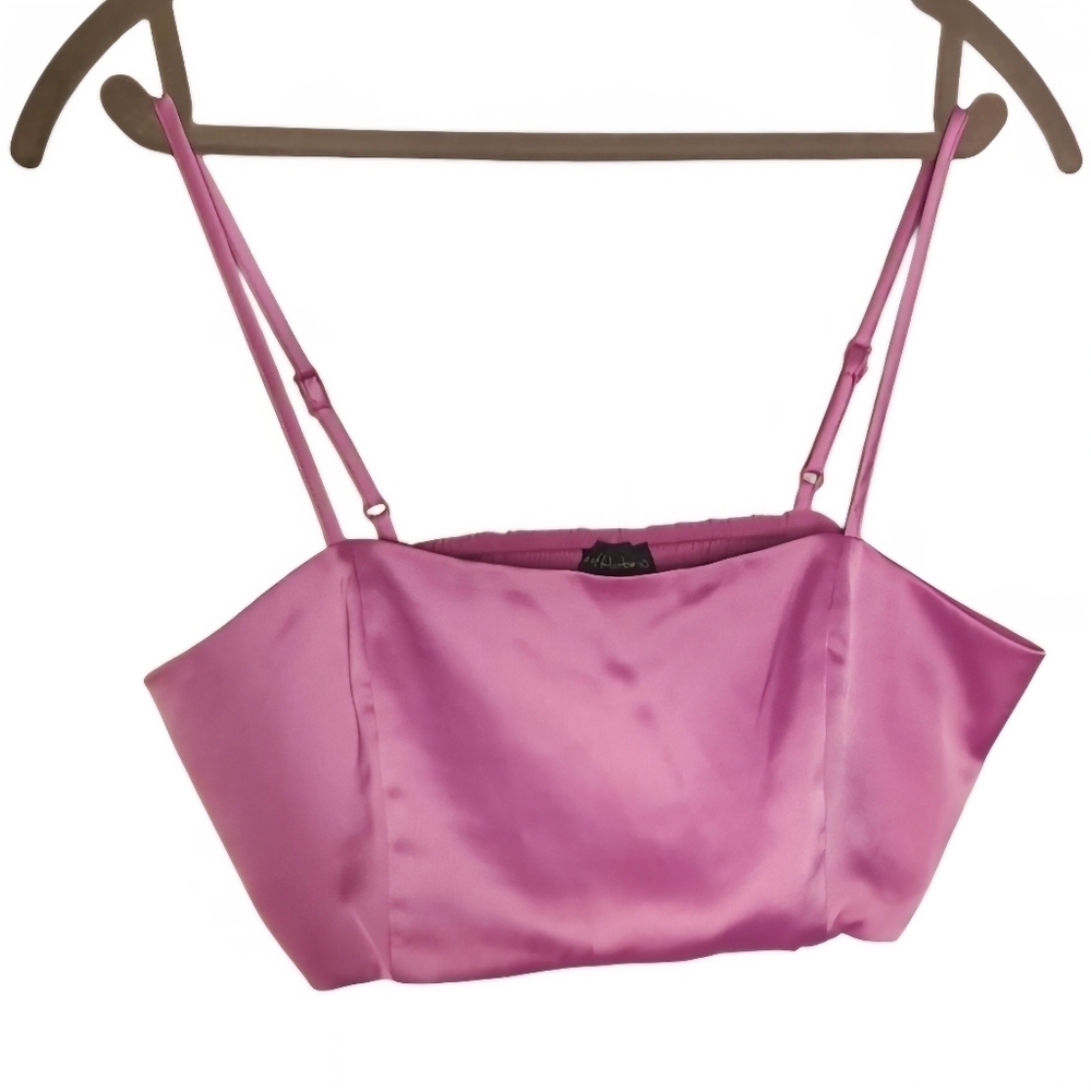 New House Of Harlow 1960 Satin Esq Crop Top Cosmic Purple Wisteria Violet Jewel - Picture 2 of 7